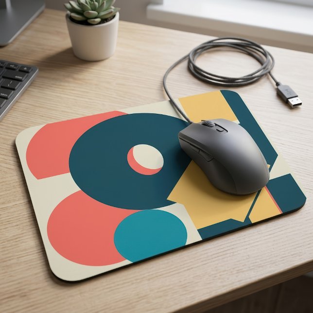 Retro Vintager geometrischer Risograph, Risoprint Mousepad (Retro Abstract Geometric Risograph Art Design. Mouse Pad)