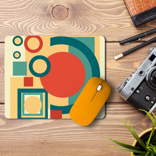 Retro Vintager geometrischer Risograph, Risoprint Mousepad (Retro Geometric Risograph Style Abstract Design. Mouse Pad)