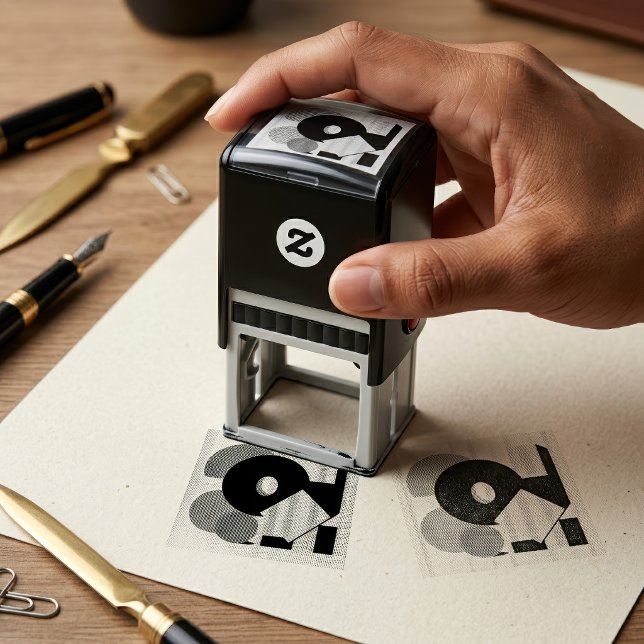 Retro Vintager geometrischer Risograph, Risoprint Permastempel (Retro Abstract Geometric Risograph Art Design. Self-inking Stamp)