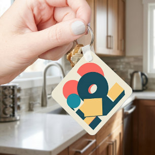 Retro Vintager geometrischer Risograph, Risoprint Schlüsselanhänger