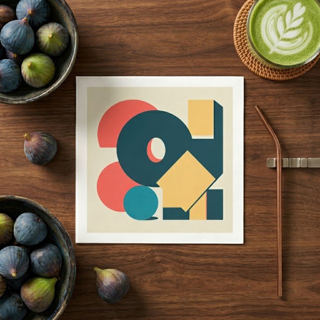 Retro Vintager geometrischer Risograph, Risoprint Serviette (Retro Abstract Geometric Risograph Art Design. Napkins)