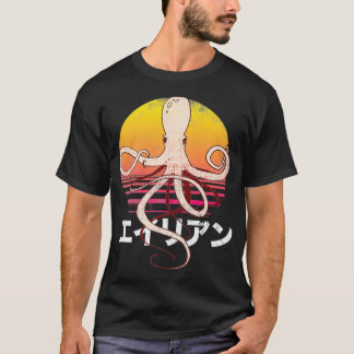 Retro Vintager japanischer Oktopus Release des Kra T-Shirt