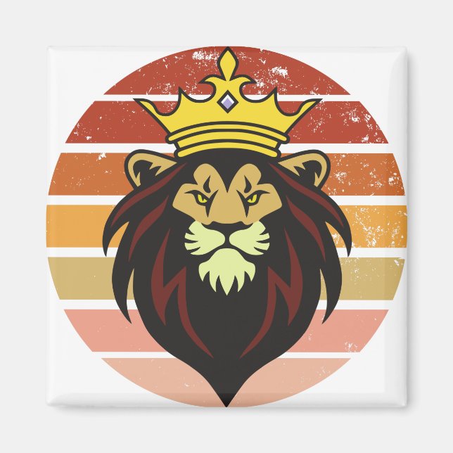 Retro-Vintager König Löwe Magnet (Vorne)