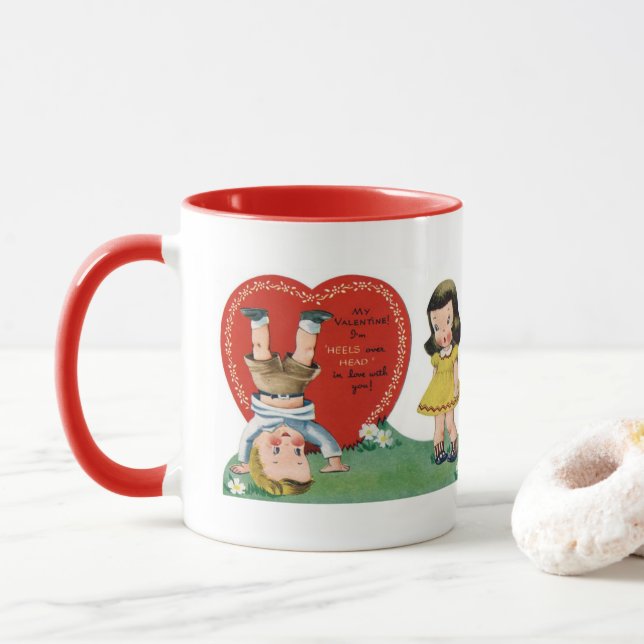 Retro Vintager Kopf über Heels Valentine Tasse (Mit Donut)