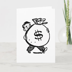 Retro Vintager Mann mit Geldbeutel Karte