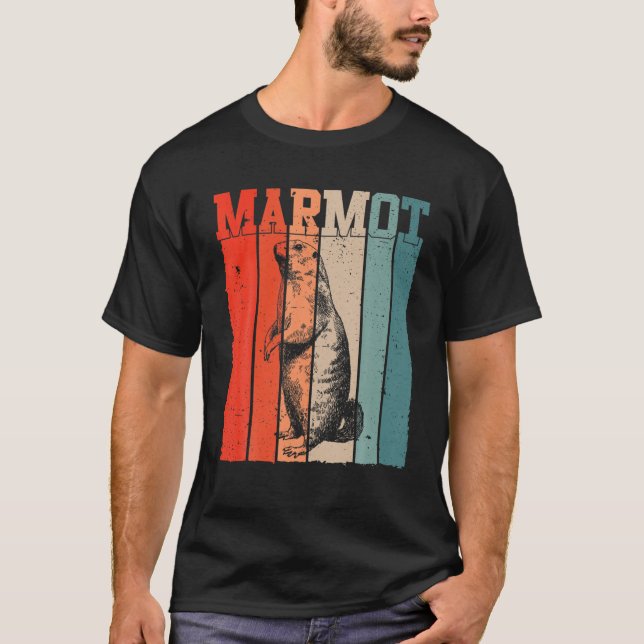 Retro Vintager Marmot Lover Sonnenuntergang Männer T-Shirt (Vorderseite)