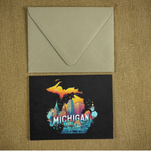 Retro Vintager Michigan Staat Map Postkarte