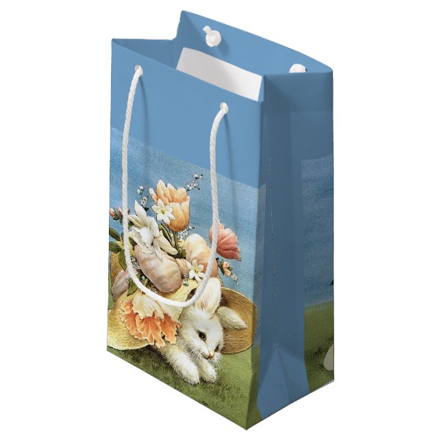 Retro/Vintager Osterhase Kleine Geschenktüte (Vorderseite Schrägansicht)