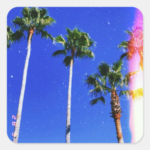Retro-Vintager Palmenfilter Florida miami Quadratischer Aufkleber