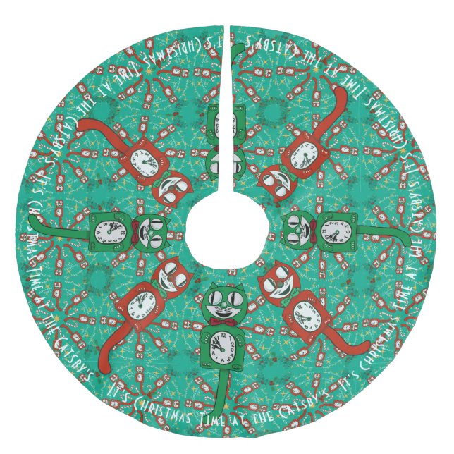 Retro Vintager Personalisierter Weihnachtsbaumrock Polyester Weihnachtsbaumdecke (Vorderseite)