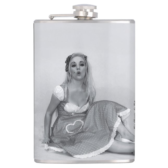 Retro Vintager Pinup Babe Hippie Flasche Flachmann (Vorderseite)