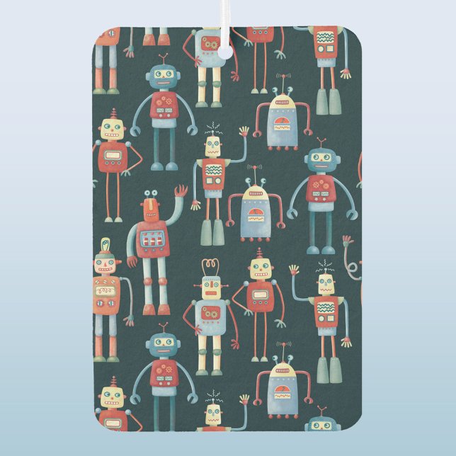 Retro Vintager Roboter der 50er Jahre Autolufterfrischer (Fun retro vintage 1950s style robot patterned car vehicle air freshener)