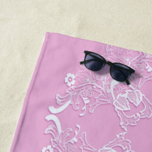 Retro Vintager rosa mit Blumenentwurf Strandtuch