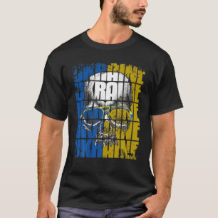 Retro Vintager Schädel mit ukrainischer Flagge Ske T-Shirt