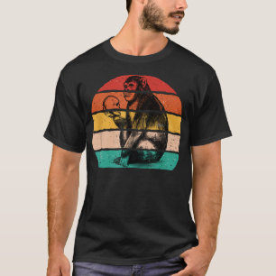 Retro Vintager Schimpanse Affe mit Schädel T-Shirt