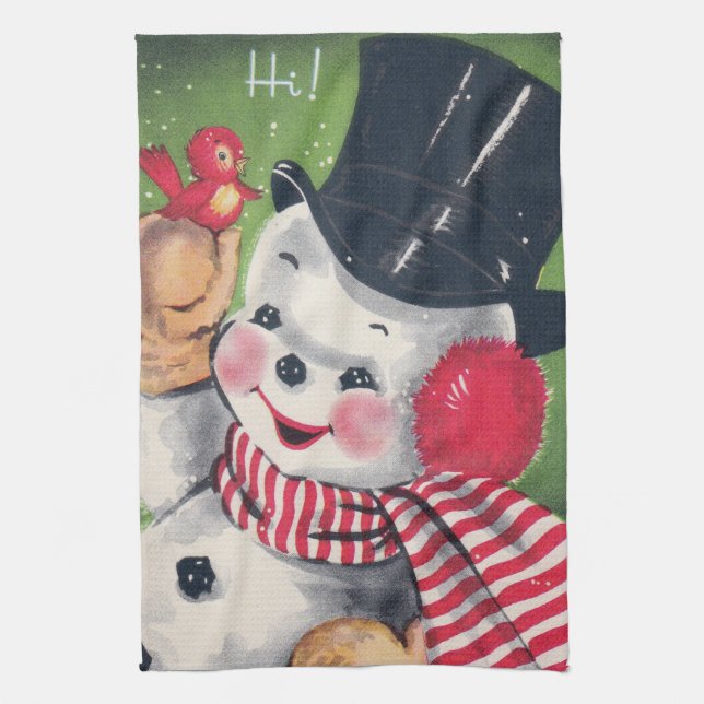 Retro Vintager Schneemann Holiday Küchentücher (Vertikal)