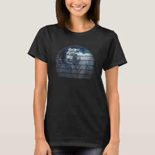 Retro-Vintager schwarz-weißer Tiger mit blauen Aug T-Shirt