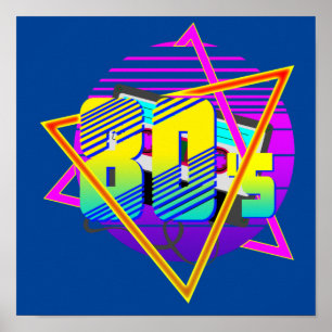 Retro-Vintager Sonnenuntergang der 80er Jahre Poster