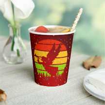 Retro Vintager Sonnenuntergang Engel mit Horn