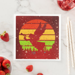 Retro Vintager Sonnenuntergang Engel mit Horn Serviette