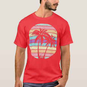 Retro Vintager Sonnenuntergang Palmen Strand T-Shirt