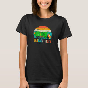 Retro Vintager Sonnenuntergang Recycelnd Müllwage T-Shirt