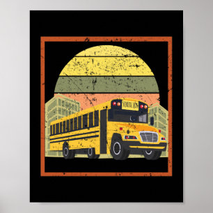 Retro-Vintager Sunset-Schulbusfahrer Poster