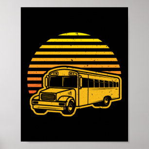 Retro-Vintager Sunset-Schulbusfahrer Poster