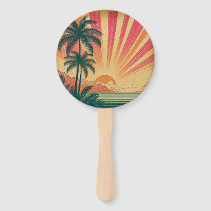 Retro/Vintager tropischer/hawaiianischer Sonnenunt Fächer