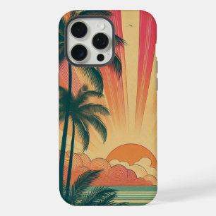 Retro/Vintager tropischer/hawaiianischer Sonnenunt iPhone 15 Pro Max Hülle