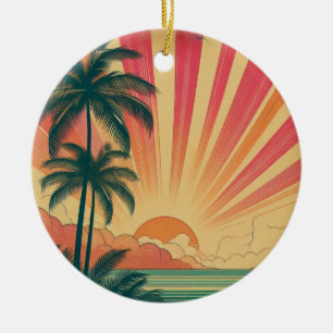 Retro/Vintager tropischer/hawaiianischer Sonnenunt Keramik Ornament