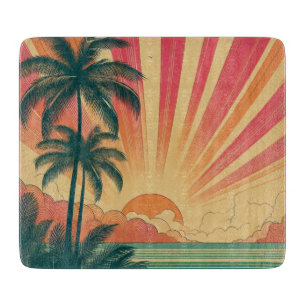 Retro/Vintager tropischer/hawaiianischer Sonnenunt Schneidebrett
