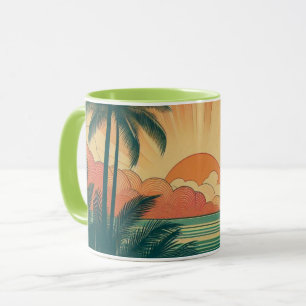 Retro/Vintager tropischer/hawaiianischer Sonnenunt Tasse