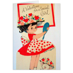 retro Vintager Valentine für eine Mädchenkarte