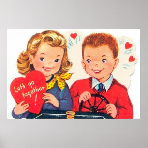 Retro Vintager Valentine scherzt Feiertagsplakat Poster
