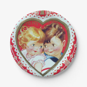 Retro Vintager Valentine scherzt Partypapierplatte Pappteller