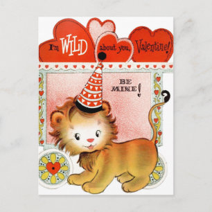 Retro Vintager Valentinlion Postkarte
