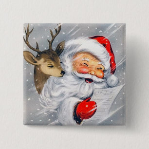 Retro Vintager Weihnachtssankt-Renknopf Button