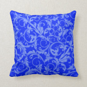 Retro Vintager Wirbels-Saphirblaues Throw-Kissen Kissen