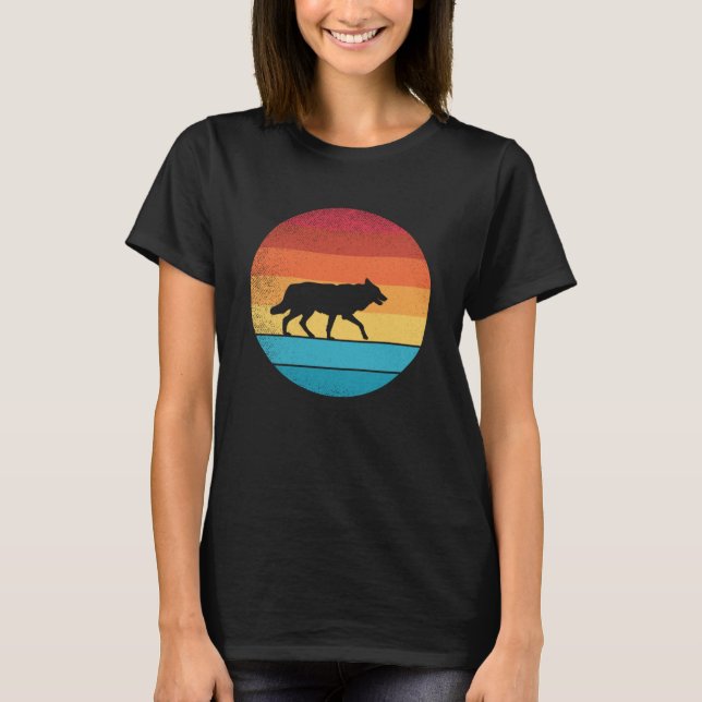 Retro Vintager Wolf und süße Tier T-Shirt (Vorderseite)