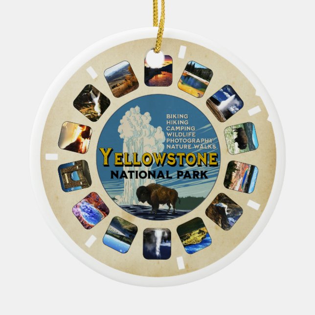 Retro Vintager Yellowstone Nationalpark Souvenir Keramik Ornament (Vorne)