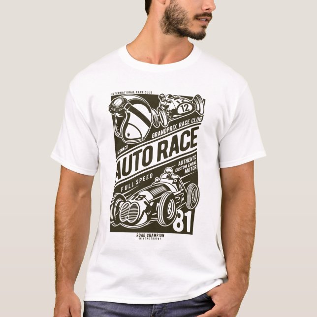 Retro Vintages Auto Rennwagen T-Shirt (Vorderseite)