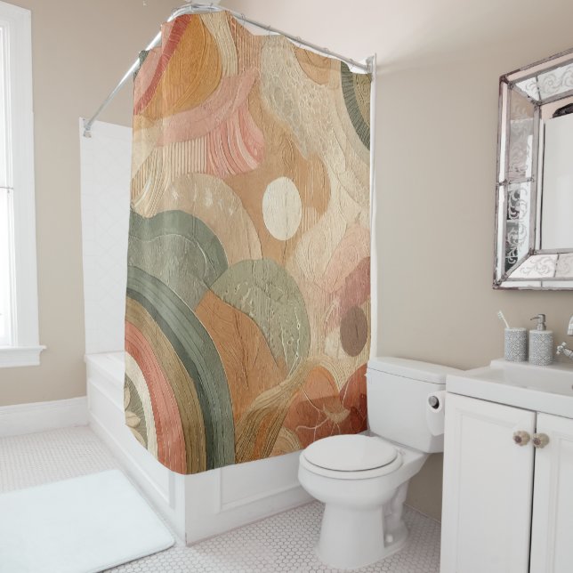 Retro Vintages Bohemisches, erdverschleiertes Desi Duschvorhang (Beispiel)