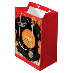 Retro Vintages cooles Rekordmuster Geburtstagspart Mittlere Geschenktüte