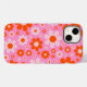 Retro Vintages Daisy Muster Orange Pink Case-Mate iPhone 14 Hülle (Back (Horizontal))