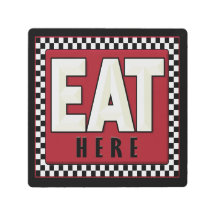 Retro - Vintages EAT HIER signieren Metal Art
