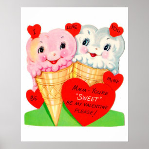 Retro Vintages Eiscreme Valentineplakat Poster
