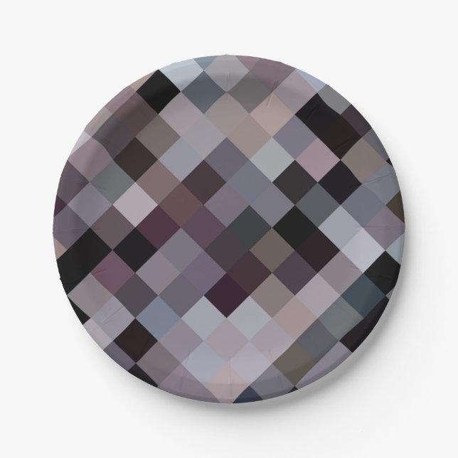 Retro Vintages Farbwürfel-Pixelmuster Pappteller (Vorderseite)