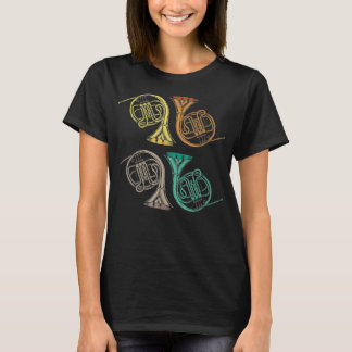 Retro Vintages französisches Horn Spieler Französi T-Shirt