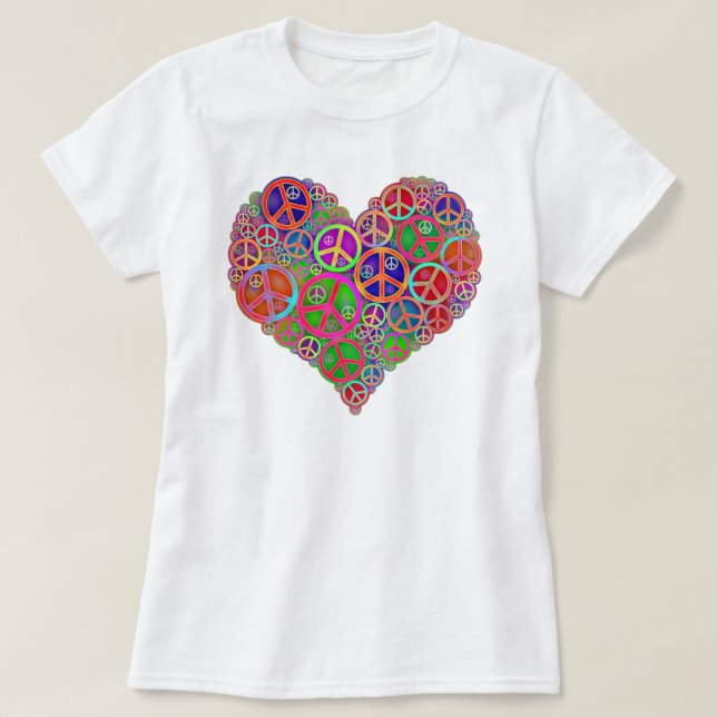 Retro Vintages Friedensherz T-Shirt (Design vorne)
